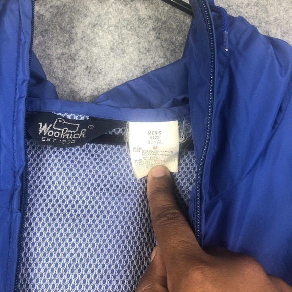 Vintage Woolrich Jacket Mens Size Medium Vented Raincoat Anorak Lightweight Blue - Picture 6 of 11